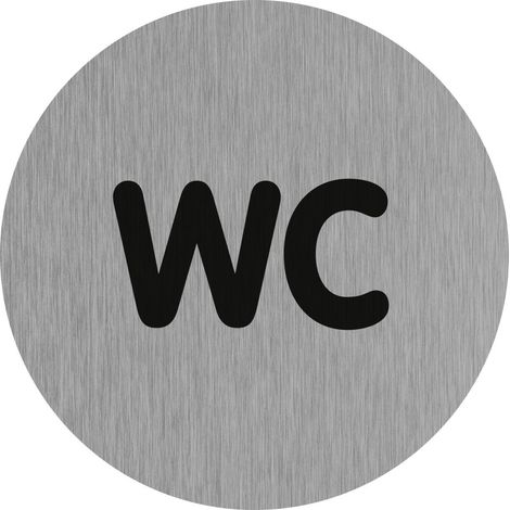 Novap – Plaque de porte WC aluminium brossé Ø75mm – Signalétique contemporaine – Fixation adhésive – 4383217