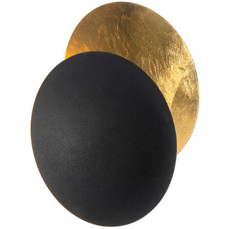 Qazqa – Applique murale moderne noire et or Ø 200 mm – Éclairage intérieur pour salon, chambre, cuisine, salle à manger – Culot G9, IP20 (1/5)
