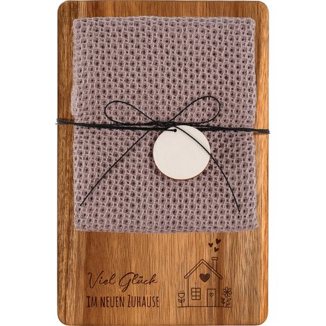 Cadeau de Pendaison de Crémaillère Planche à Découper en Bois Torchon Cuisine Coton Cadeau pour Nouvelle Maison Appartement Cérémonie Clôture (1/5)