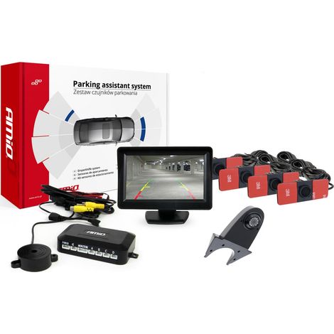 Kit de sensores de estacionamiento TFT01 de 4,3" con cámara HD-502-IR y 4 sensores internos negros. (1/5)