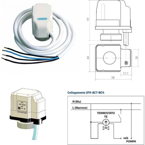UFH-ACT-NC4B Testina elettrica 24V a quattro fili con micro UFHACT24NC4B