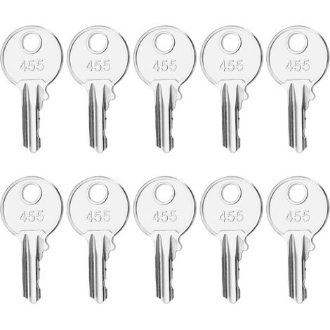 Lot de 10 clés de démarrage d'allumage 455 clés de rechange compatibles avec chariots élévateurs, commutateurs électriques, équipements lourds (1/5)