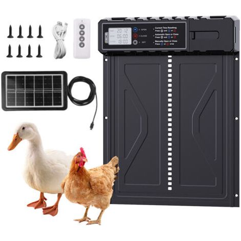 Porte de poulailler automatique minuterie à énergie solaire IP45 étanche en aluminium volaille portes automatiques de poulailler pour maison ferme marron (1/4)