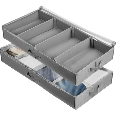 Youyijia 2-Pack Underbed Storage Boxes with Lid, 100L (50L Each) Foldable Under Bed Storage Organiser with Clear Window & Handles, Clothes Storage for Blankets, Duvets, Bedding (1/5)
