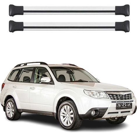 OMAC Barres de toit en aluminium pour Subaru Forester III 2008-2013 – TÜV / DIN 75302:2019 – Charge max 75 kg – 2 barres Argent (1/4)