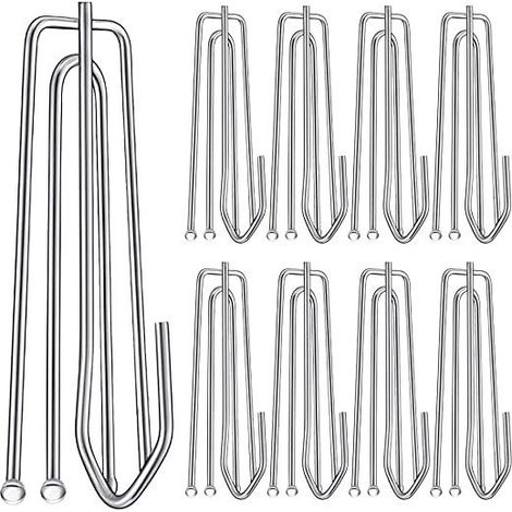 Natural color fabric hooks, 7CM four-prong curtain hooks, curtain fabric tape hook accessories, silver fabric hooks (20 pieces). (1/5)