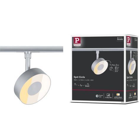 PAULMANN URAIL SPOT SUR RAIL 3-STEP-DIM CIRCLE 250LM 5W 2700-4000K DIMMABLE 230V CHROME MAT 93155