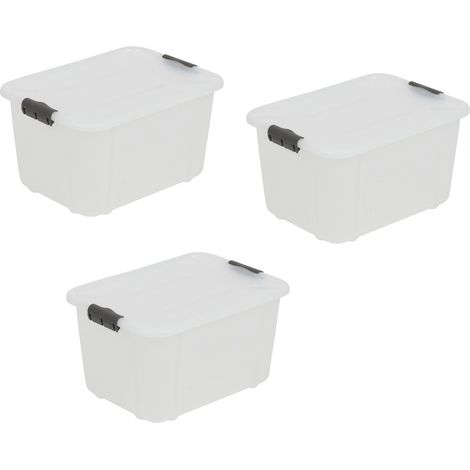 Lot de 3 boîtes de rangement universelles avec couvercle en plastique PP sans BPA Transparent 16 l (1/4)