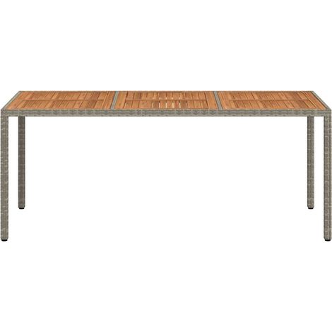 Table de jardin Table d'appoint, Table de Balcon, 190x90x75 cm Résine tressée/bois d'acacia Gris OIB5342E (1/4)