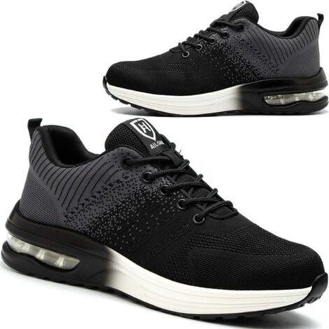 Safety Shoes Men Women Lightweight Breathable Safety Sneakers Comfortable Work Shoes with Steel Toe Cap, Gray - Size 43 (1/5)