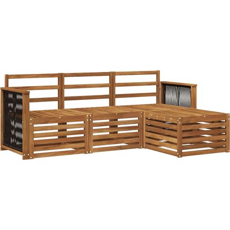 Conjunto de sofás de exterior 4 pcs Natural vidaXL
