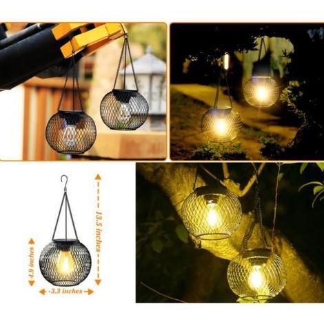 Lanterne Solaire Exterieur Jardin,Lampes Solaires Extérieure en Métale IP65Étanche Lanterne Led Blanc chaud Lanterne (1/4)