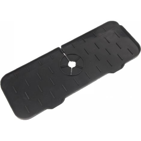 Un bac de récupération (noir) pour poignée de robinet, tapis de robinet en silicone, convient aux éviers, cuisines, salles de bains, restaurants, etc., tapis de récupération multifonctionnel. (1/5)