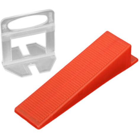 Système de nivellement de carrelage - 2mm de largeur de joint - 400 languettes de traction - 100 pièces Cales réutilisables - Pour carrelage de Carreaux épaisseur 3–12 mm