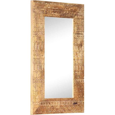 Miroir sculpté à la main-Miroir décoratif 80x50x2,5 cm bois de manguier solide 817834 (1/5)