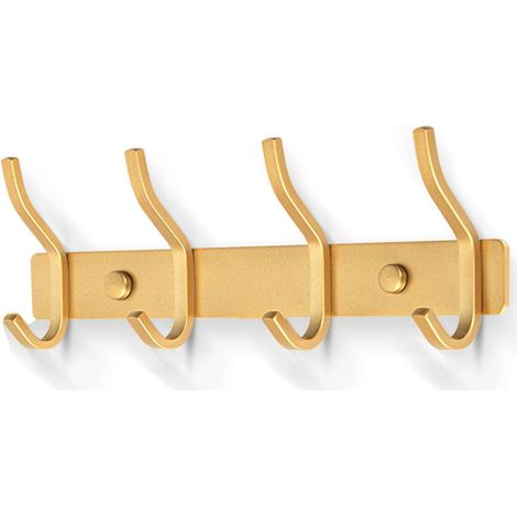 Wandgarderobe mit 4 Haken, Wandgarderobenhaken aus Edelstahl für Handtücher (Gold, 4 Haken)