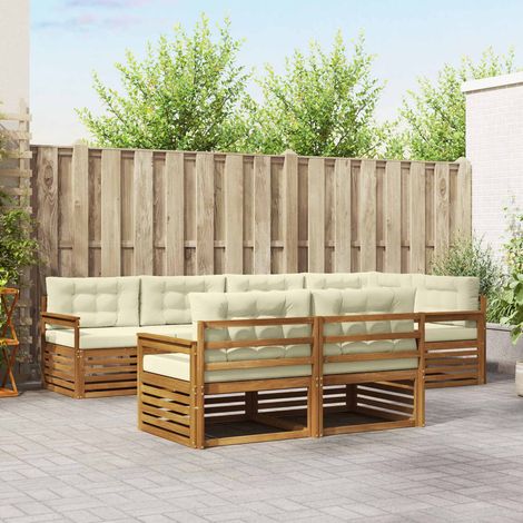 vidaXL Outdoor-Sofagarnitur mit Kissen 7 pcs Natur und Creme (1/5)