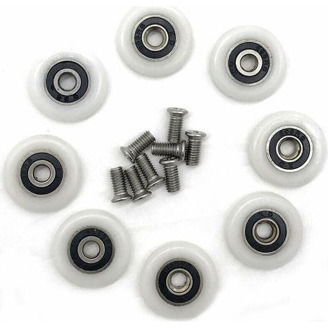 Set di 8 ruote di ricambio per box doccia con diametro di 23 mm