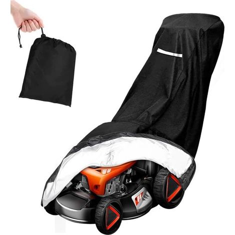 Housse de protection universelle pour tondeuse à gazon, polyester Oxford 210D, imperméable, coupe-vent, résistante aux UV, housse de tondeuse à gazon avec cordon de serrage et sac de rangement (193 x (1/5)