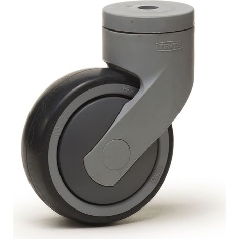 Roulette chape NYLON à oeil pivotante diamètre 100 mm roue PVC GRIS non-marquant - 80 Kg (1/2)