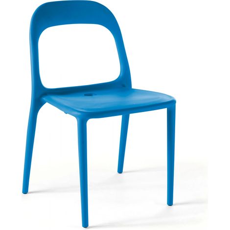 Chaise en plastique de jardin bleu (1/5)