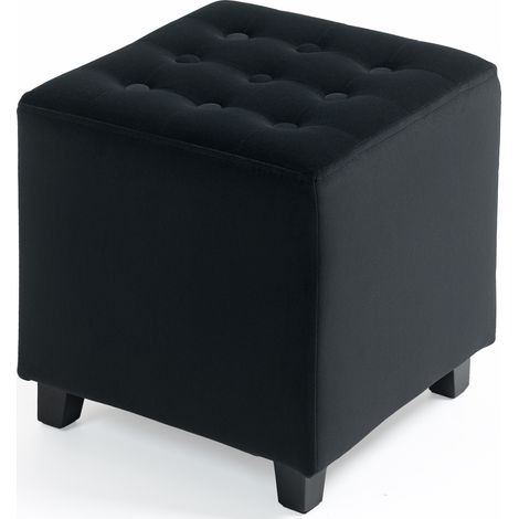 VelvetFeel Square Ottoman  Grey (1/5)