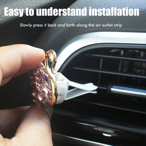 Diffuseur d'air parfumé pour voiture en cristal cygne, clip de ventilation, accessoire auto scintillant, désodorisant avec strass. (1/5)