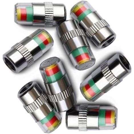 Kaelt - Lot de 8 bouchons de valve avec indicateur de pression des pneus de re 3 co (1/4)