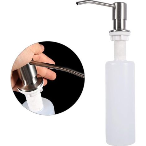 Dispenser di sapone in acciaio inox, pompa per sapone in acciaio inox, piccola pompa per sapone con flacone da 300 ml, dispenser di sapone da cucina per lavori in cucina (1/5)