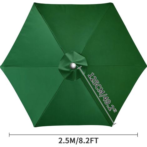 (Vert, 6 nervures, 2,5 m) Toile de rechange pour pare-soleil, imperméable, coupe-vent et résistante aux UV. (1/5)