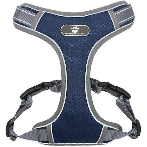 Hundegeschirr, reflektierendes Hundegeschirr, verstellbares weiches Oxford-Gewebe, Haustiergeschirr, leicht zu kontrollierende Hunde-Dark Blue XL (1/5)
