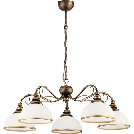 Lustre classique patiné bronze 5xE27 XSARA Jupiter