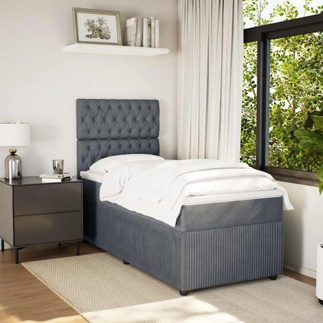 Boxspringbett mit Matratze Dunkelgrau 90x190 cm Samt (1/5)