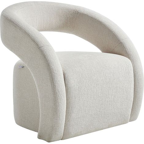 Fauteuil en tissu chenille beige LUCIOTA de Maison Céphy