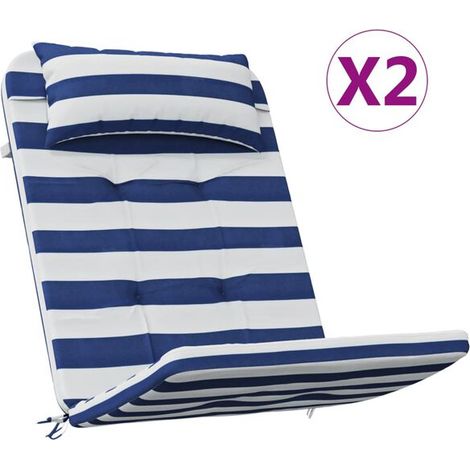Coussins pour chaise Adirondack, lot de 2, rayures bleues et blanches (1/5)