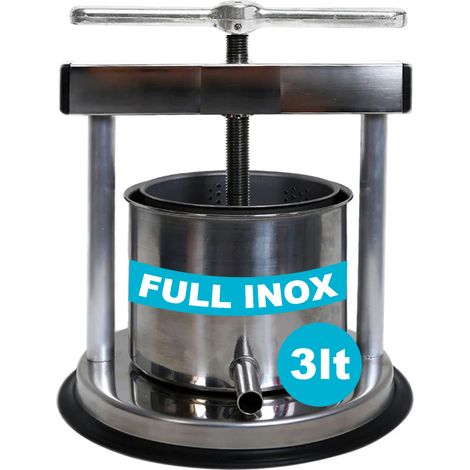 Torchietto Premitutto Manuale 3 Litri in Acciaio Inox con Manico in Alluminio – Pressa per Pomodoro, Frutta, Verdura e Uva – Robusto e Resistente (1/2)