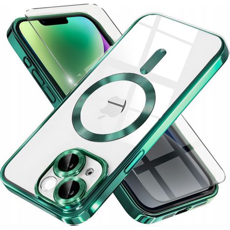 Custodia per iPhone 14, Electro MagSafe, verde + pellicola protettiva per lo schermo (1/5)