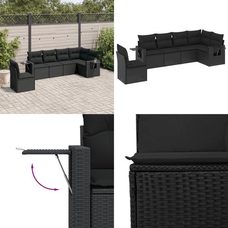 Salon de jardin 6 pcs avec coussins noir résine tressée - Ensemble Salon De Jardin - Salon Extérieur - Meuble De Jardin - Résine Tressée - Mobilier D'extérieur - Home & Living (1/5)