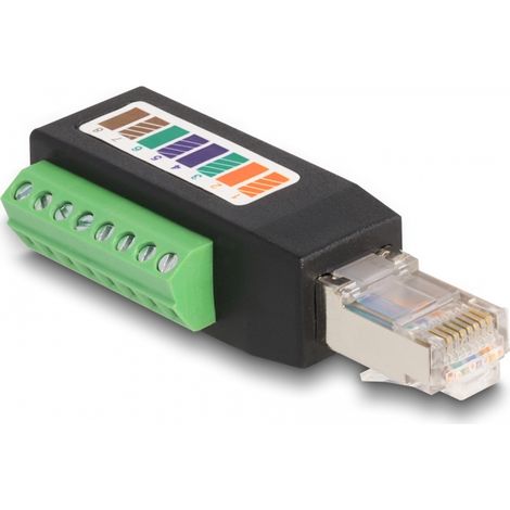 Delock Adaptador de bloque de terminales RJ45 macho Cat.5e en Ã¡ngulo de 90Â°