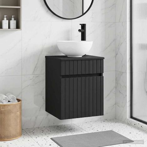 vidaXL Mobile lavabo da parete Nero 39 x 35 x 63 cm