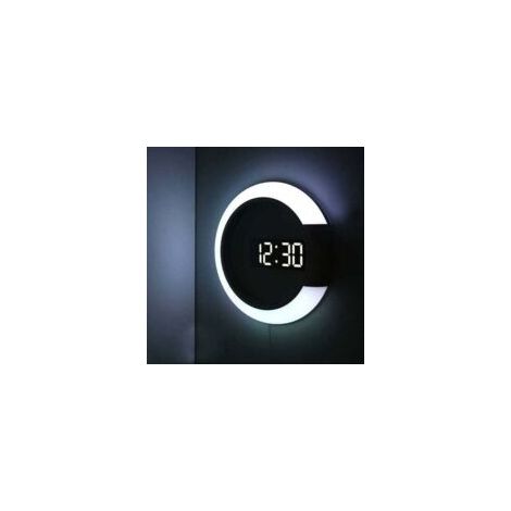 Orologio da parete a LED, moderno, digitale, con funzione sveglia e indicazione della temperatura (bianco) - Crezuo