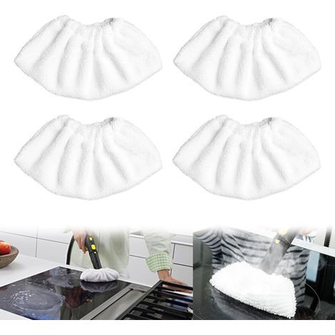 Limpiador a vapor de microfibra para boquilla manual, juego de paños de esponja, funda de rizo de algodón, compatible con la mayoría de limpiadores a vapor (blanco)