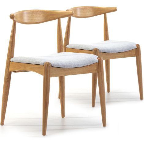 Pack 2 sillas Corzo Color Roble, Madera Maciza, 52,5 cm (Largo) 50 cm (Profundo) 74,5 cm (Alto)