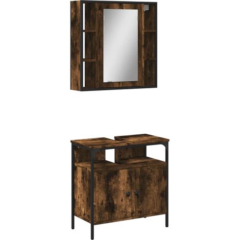 Maison Exclusive - 2-tlg. Badmöbel-Set Räuchereiche Holzwerkstoff
