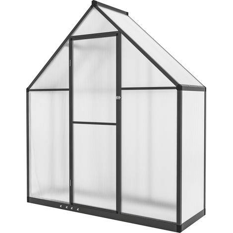 Serre de jardin en aluminium et polycarbonate transparent, porte battante avec fenêtre réglable, résistant aux intempéries (1/5)