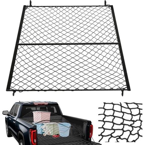 Filet de remorque extensible 1,1 x 1,2 m jusqu'à 2,2 x 2,4 m – Double couche avec 8 mousquetons métalliques – Pour charges légères (1/5)