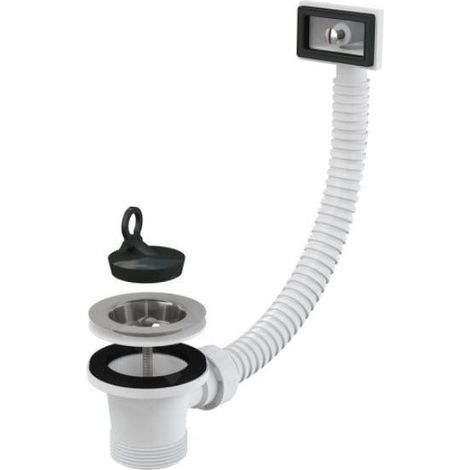 Vanne de vidange Alcadrain pour évier 6/4" avec grille en acier inoxydable DN70 et trop-plein flexible (1/2)