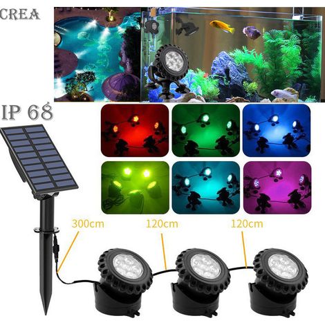 Set mit 3 Solar-Teichleuchten, RGB-LED-Unterwasser-Solarstrahler mit RGB-Farbwechselfunktion, IP68 wasserdicht (1/5)
