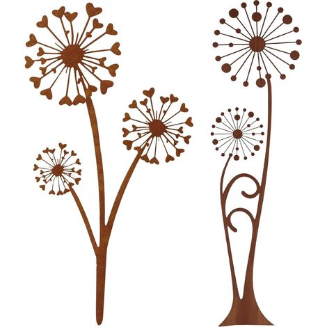 Set di 2 paletti da giardino con finitura laccata effetto ruggine, ideali per giardino, patio, balcone e vaso di fiori.