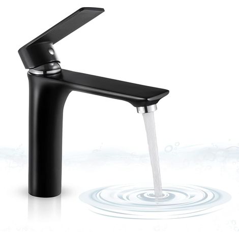 ZOLGINAH Robinet de Salle de Bain Noir Robinet Lavabo Moderne Chaude et Froide Réglable Mitigeur Évier en Laiton Robinetterie Vasque Mélangeur (1/3)